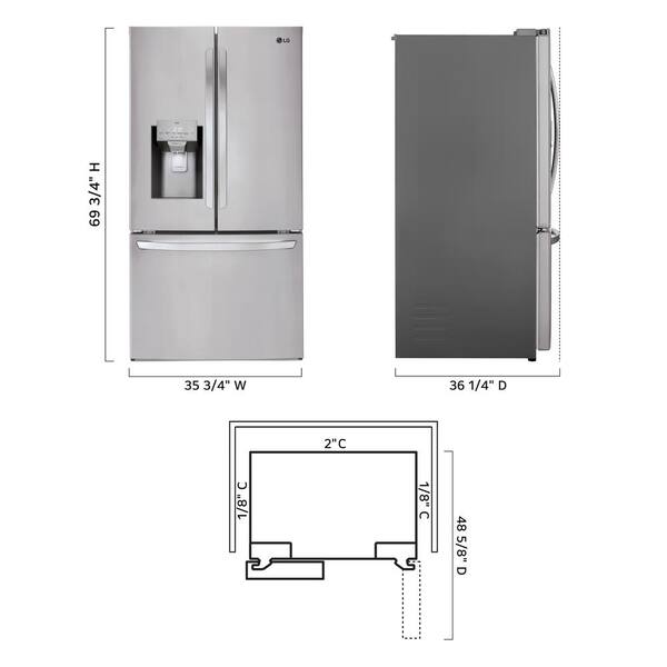 LG 28 Cu. Ft. 3 Door French Door Refrigerator With Ice And Water Dispenser And Craft Ice In PrintProof Stainless Steel