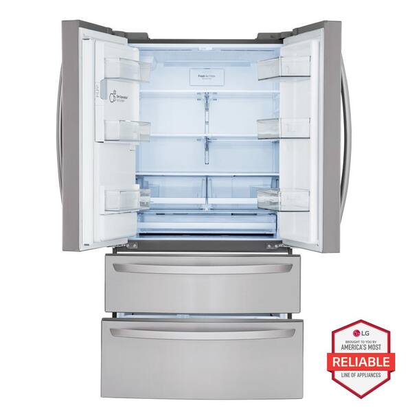LG 28 Cu. Ft. 4-Door French Door Smart Refrigerator With Ice And Water Dispenser In PrintProof Stainless Steel