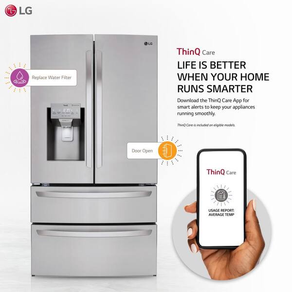 LG 28 Cu. Ft. 4-Door French Door Smart Refrigerator With Ice And Water Dispenser In PrintProof Stainless Steel