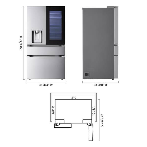 LG 29 Cu. Ft. SMART MyColor InstaView Standard-Depth MAX 4-Door French Door Refrigerator In Stainless Steel With Craft Ice
