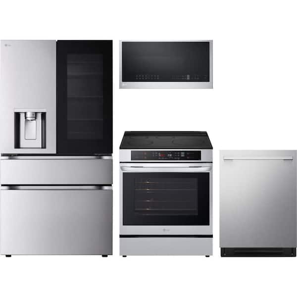 LG 29 cu. ft. Standard Depth French Door Craft Ice Refrigerator with Induction Range and Dishwasher with 3rd Rack