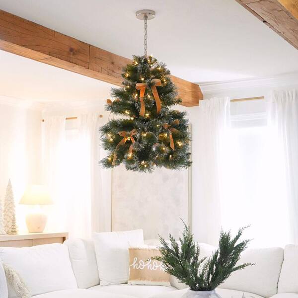 SkyPlug 3 Ft. Pre-Lit Artificial Christmas Tree Chandelier Green