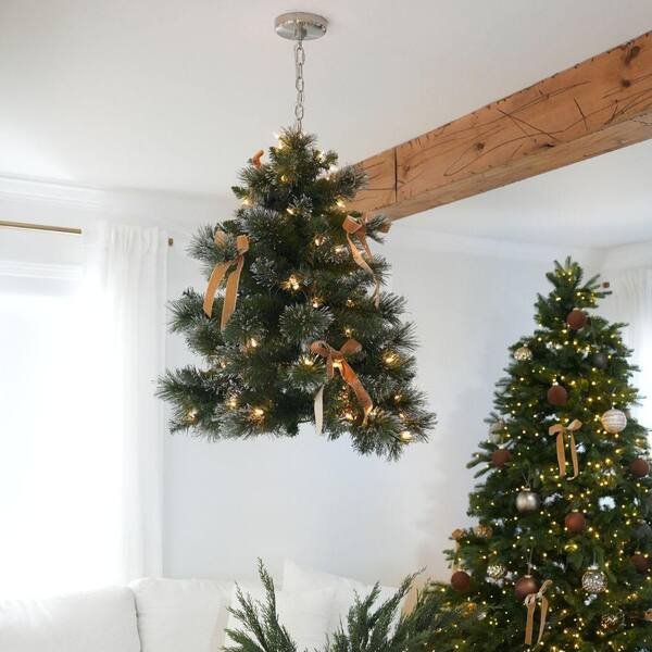 SkyPlug 3 Ft. Pre-Lit Artificial Christmas Tree Chandelier Green