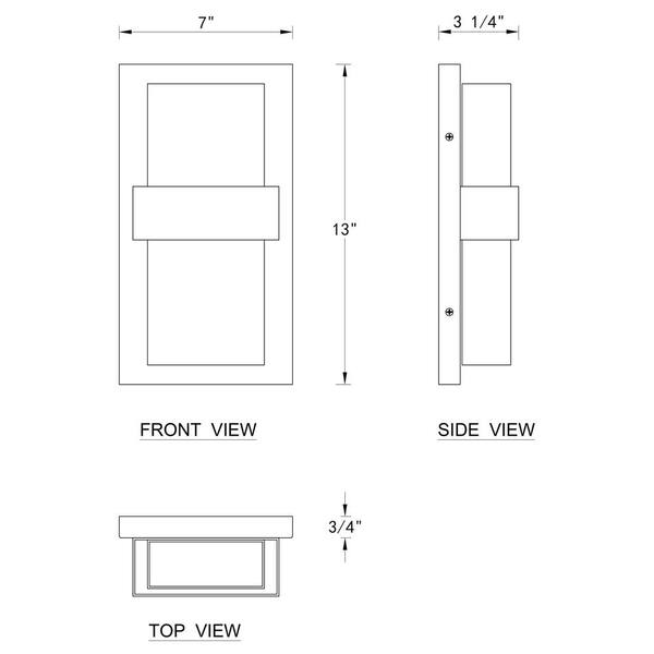 Laplusbelle 3-Light Matte Black Aluminum LED Outdoor Wall Lantern Sconce