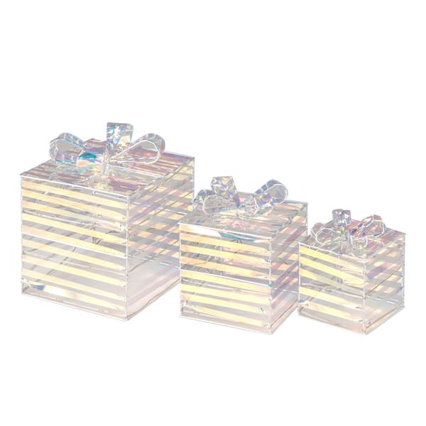 Costway 3-Pieces 90-Count LED Lighted White Christmas Gift Boxes Decorations Costway 3-Pieces 90-Count LED Lighted White Christmas Gift Boxes Decorations