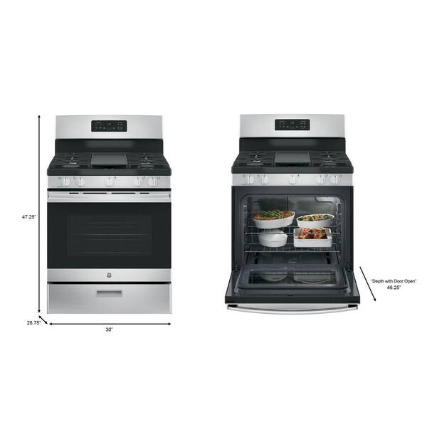 GE 30 In. 5.0 Cu. Ft. Freestanding Gas Range In Stainless Steel With Griddle