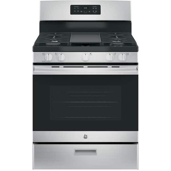 GE 30 in. 5.0 cu. ft. Freestanding Gas Range in Stainless Steel with Griddle