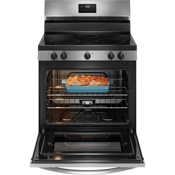 Frigidaire 30 In. 5 Burner Element Freestanding Electric Range In Stainless Steel With Dual Expandable Element And Quick Boil