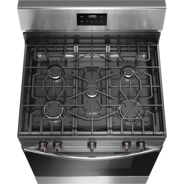 Frigidaire 30 In. 5 Burner Freestanding Gas Range In Stainless Steel With Quick Boil And Even Baking Technology