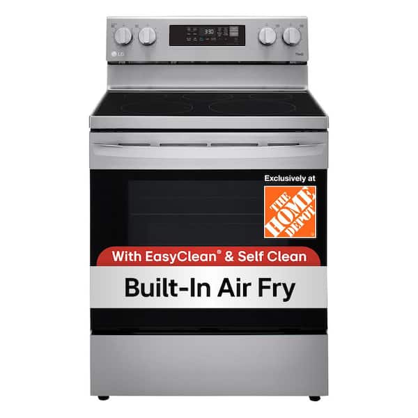 LG 30 in. 6.3 cu. ft. Smart Wi-Fi Enabled Fan Convection Electric Range Oven with AirFry and EasyClean in. Stainless Steel