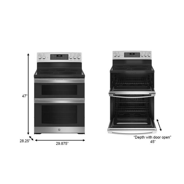 GE 30 In. Burner Element Free-Standing Double Oven Electric Range In Stainless Steel With Convection And Air Fry