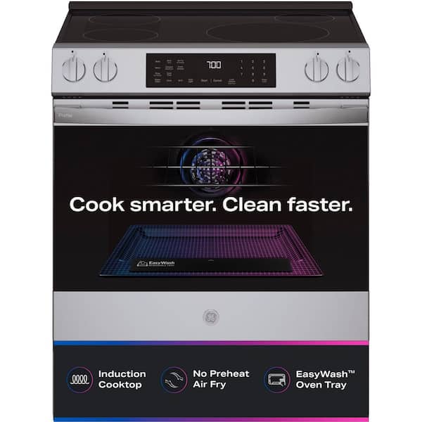 GE 30 in Smart Slide-In Induction and Convection Range with No Preheat Air Fry and EasyWash️ Oven tray