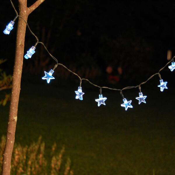 LUMABASE 30-Light 13 Ft. White Stars Solar String Light
