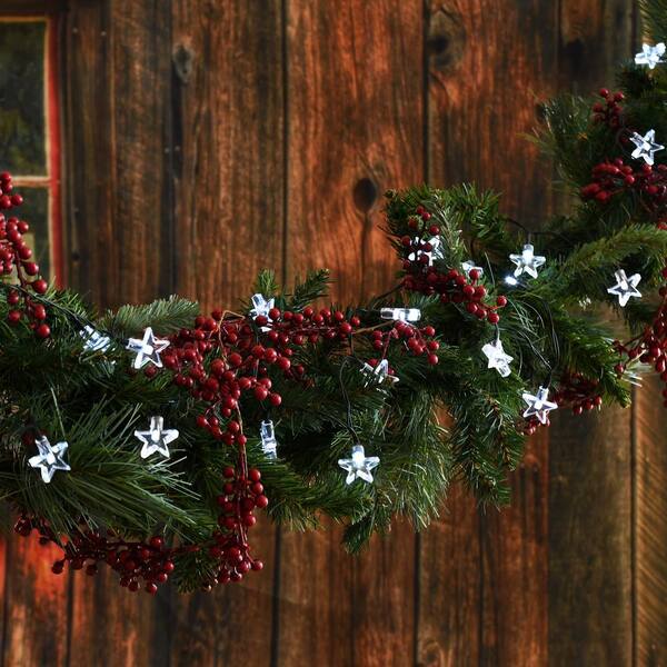 LUMABASE 30-Light 13 Ft. White Stars Solar String Light