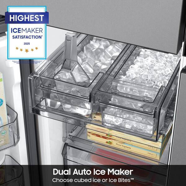 Samsung 32 Cu. Ft. Mega Capacity Standard Depth 3-Door French Door Refrigerator In Stainless Steel With Dual Auto Ice Maker