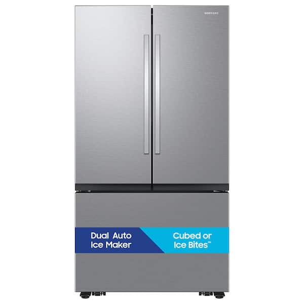 Samsung 32 cu. ft. Mega Capacity Standard Depth 3-Door French Door Refrigerator in Stainless Steel with Dual Auto Ice Maker