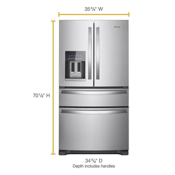 Whirlpool 36 In. 24.5 Cu. Ft. Standard Depth French Door Refrigerator In Fingerprint Resistant Stainless Steel