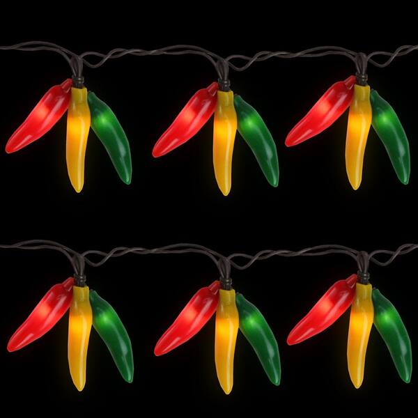 Northlight 36-Light Clear Incandescent Chili Pepper Cluster Christmas Lights With Brown Wire