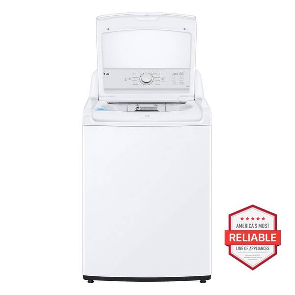 LG 4.1 Cu. Ft. Top Load Washer In White With 4-way Agitator NeveRust Drum SlamProof Glass Lid And True Balance