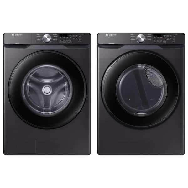 Samsung 4.5 cu. ft. High-Efficiency Washer with Self-Clean+ and 7.5 cu. ft. Dryer with Sensor Dry Brushed Black Set