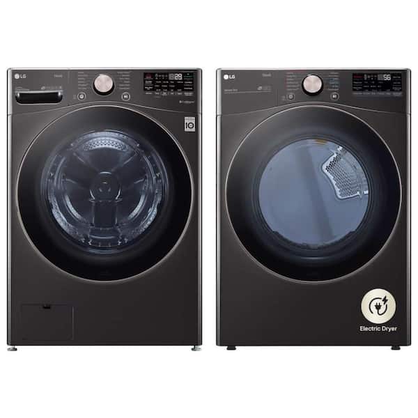 LG 4.5 Cu. Ft. SMART Front Load Washer and 7.4 Cu. Ft. Electric Dryer in Black Steel set