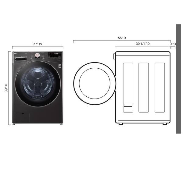 LG 4.5 Cu. Ft. Stackable SMART Front Load Washer In Black Steel With Steam And TurboWash360 Technology