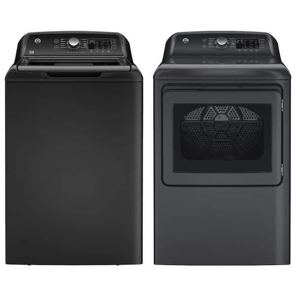 GE 4.5 cu. ft. Top Load Washer and 7.4 cu. ft. Front Load Dryer Set in Diamond Gray