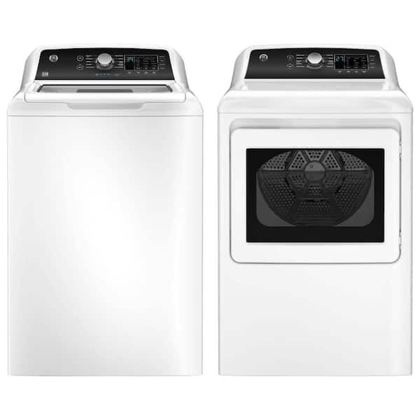 GE 4.5 cu. ft. White Top Load Washer with Agitator and 7.4 cu. ft. White Dryer Set