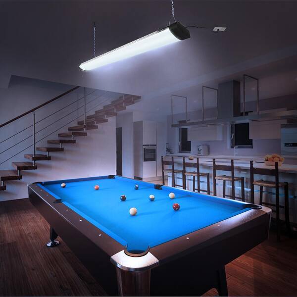 Feit Electric 4 Ft. 120-Watt 5000K Daylight 12000 Lumens White Integrated LED Linkable Hanging Shop Light Fixture With Pull Chain