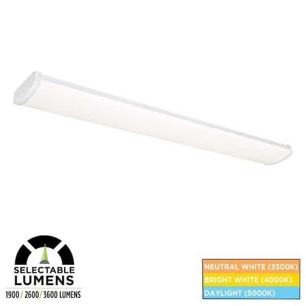 Commercial Electric 4 ft. 1900-3600 Selectable Lumens Integrated LED Dimmable White Wraparound Light 3500K 4000K 5000K 40-Watt 120V