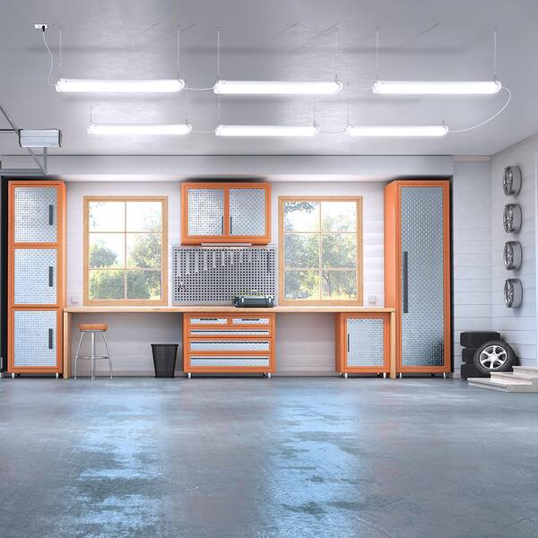 Feit Electric 4 Ft. 55-Watt 4000K Bright White 5000 Lumens White Integrated LED Linkable Hanging Motion Sense Shop Light With Remote