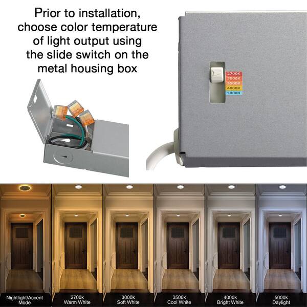 Commercial Electric 4 In. Canless Adjustable CCT Integrated LED Recessed Light Trim With Night Light 650 Lumens New Construction Remodel