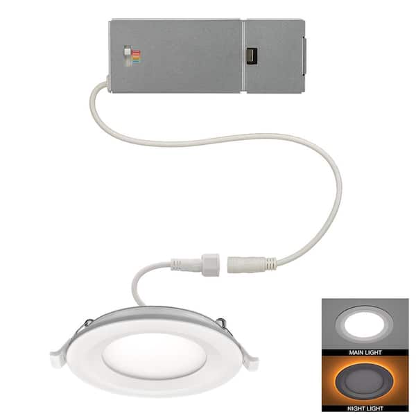 Commercial Electric 4 in. Canless Adjustable CCT Integrated LED Recessed Light Trim with Night Light 650 Lumens New Construction Remodel