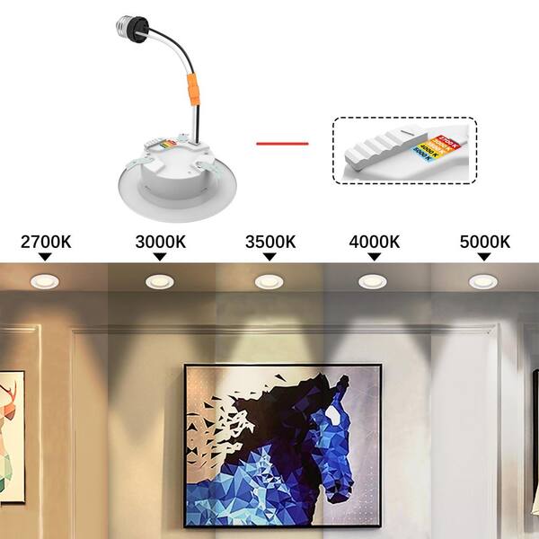 Commercial Electric 4 In. Integrated LED Recessed Retrofit Light Trim With Selectable Color Temperature CEC-T20 (4-Pack)