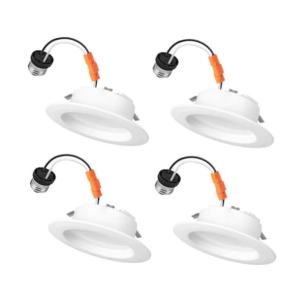 Commercial Electric 4 in. Integrated LED Recessed Retrofit Light Trim with Selectable Color Temperature CEC-T20 (4-Pack)