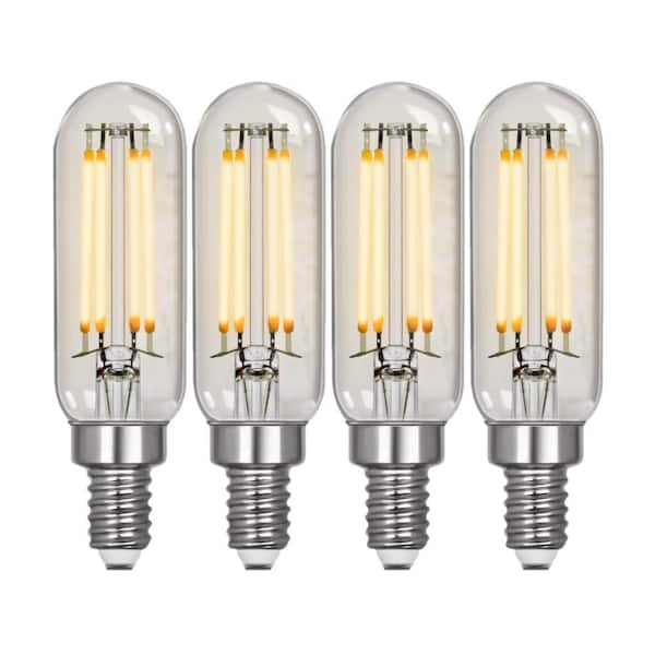 Feit Electric 40-Watt Equivalent T6 Dimmable Straight Filament Clear Glass E12 Candelabra Edison LED Light Bulb Soft White (4-Pack)