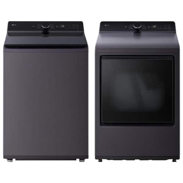LG 5.5 cu. ft. Matte Black Top Load Washer with TurboWash3D and 7.3 cu. ft. Dryer Set