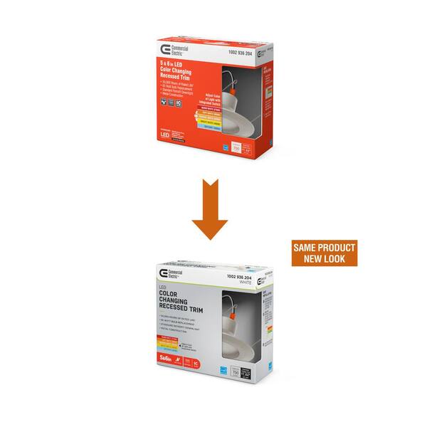 Commercial Electric 5/6 In. Integrated LED Matte White New Construction Or Remodel Recessed Trim With Adjustable Color Temperature (1-Pack)