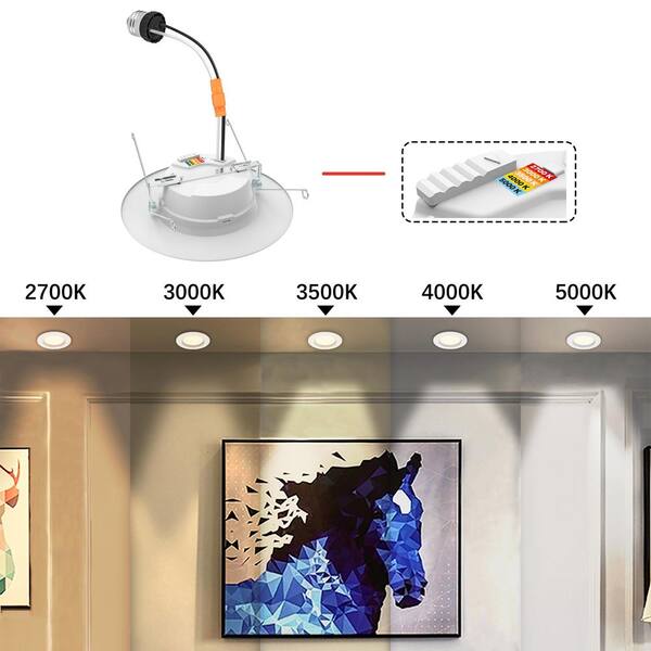 Commercial Electric 5/6 In. Integrated LED Matte White New Construction Or Remodel Recessed Trim With Adjustable Color Temperature (1-Pack)