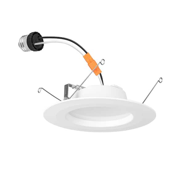 Commercial Electric 5/6 in. Integrated LED Matte White New Construction or Remodel Recessed Trim with Adjustable Color Temperature (1-Pack)