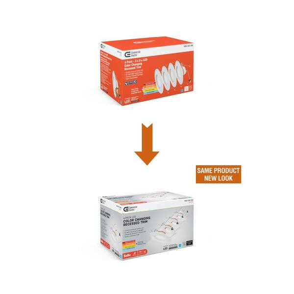 Commercial Electric 5/6 In. Integrated LED Recessed Retrofit Light Trim With Selectable Color Temperature CEC-T20 (4-Pack)