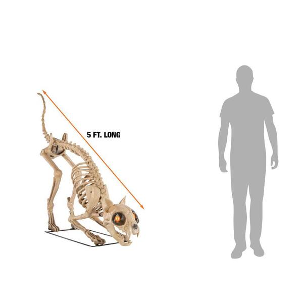 Home Accents Holiday 5 Ft. Long Grave & Bones LED Skelly's Cat H21