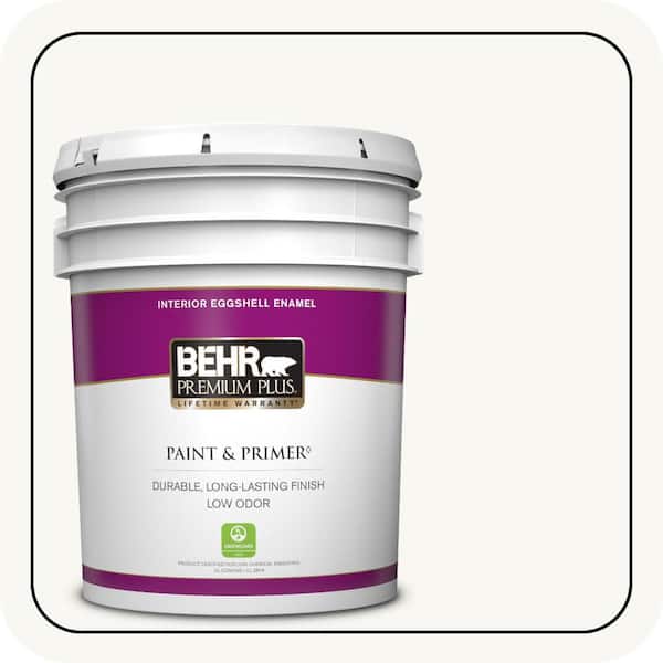 BEHR PREMIUM PLUS 5 gal. Ultra Pure White Eggshell Enamel Low Odor Interior Paint & Primer