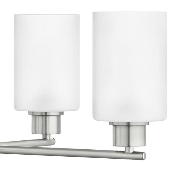 Unbranded 5-Light Brushed Nickel Chandelier Light Fixture With Frosted Glass Shades