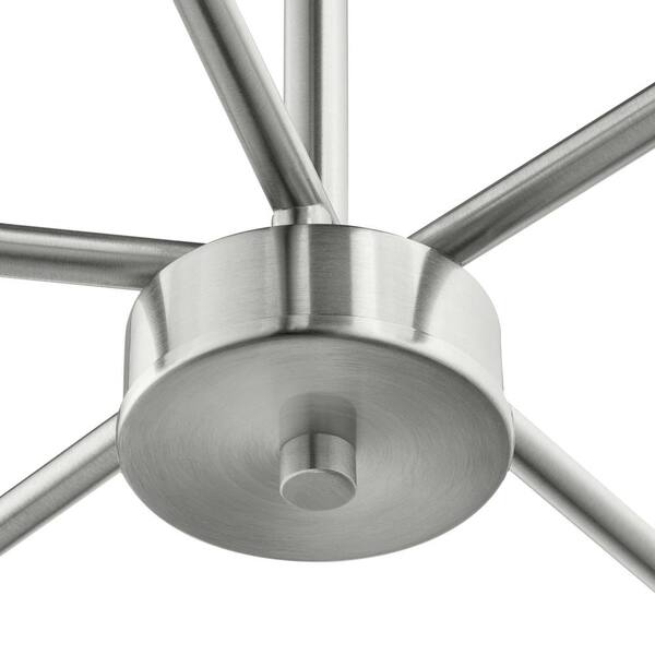 Unbranded 5-Light Brushed Nickel Chandelier Light Fixture With Frosted Glass Shades