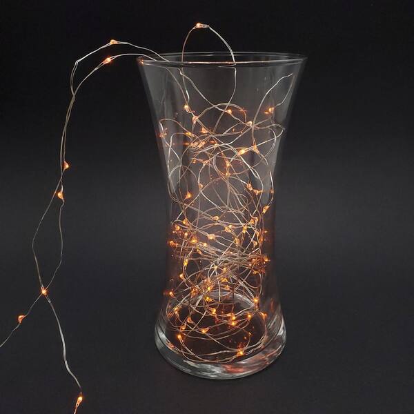 LUMABASE 50-Light Bulb LED Orange Battery Operated Fairy String Lights (Set Of 2)