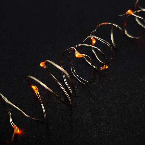 LUMABASE 50-Light Bulb LED Orange Battery Operated Fairy String Lights (Set Of 2)