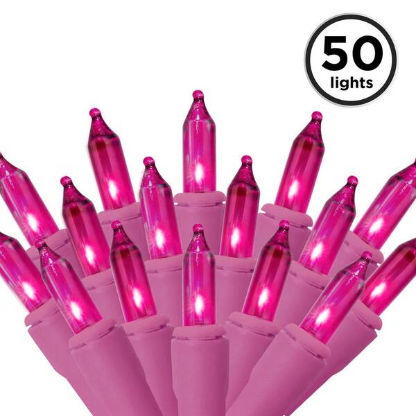Brite Star 50-Light Designer Series Pink Mini Lights Pink Wire