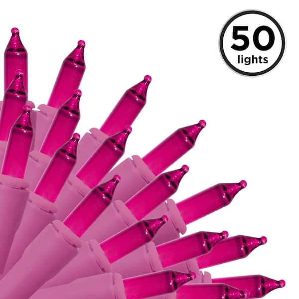 Brite Star 50-Light Designer Series Pink Mini Lights Pink Wire