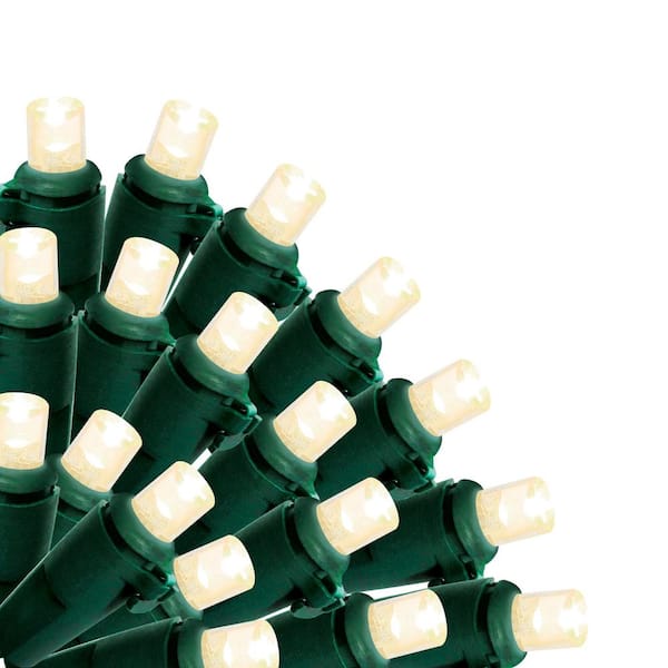 Brite Star 50-Light Micro Mini Flex-Shape LED Light String Warm White Green Wire Christmas